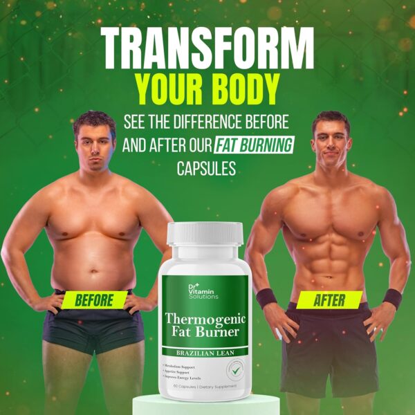 DR VITAMIN SOLUTIONS Thermogenic Fat Burner Brazilian Lean, Weight Loss Pills for Women, Waist Trimmer & Supplements for Bloating for Women & Men, 60 Capsules - Image 5