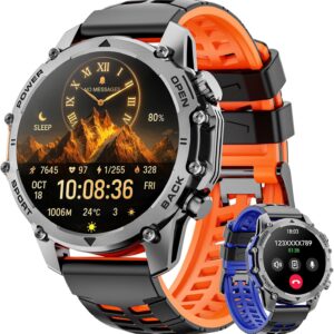 Smart Watch (Call/Notification),1.52'' Military Smart Watches for Men, Two Style Kits,Flashlight,100+Sport Modes/Heart Rate/Sleep Monitor/Pedometer, Fitness Tracker Android Phones iPhone Compatible
