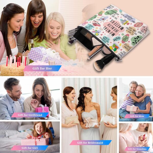Mental Health Gifts Makeup Bag, Mental Health Awareness Gift, Positive Thinking Daily Affirmation, Positive Quotes Mental Health Matters Cosmetic Bag for Women - Image 7