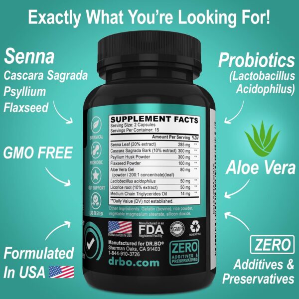 Colon Cleanser Detox for Weight Flush - 15 Day Intestinal Cleanse Pills & Probiotic - Fast Natural Laxative for Constipation Relief - Bowel Movement Supplements for Stomach Bloating, Gut Loss Support - Image 4
