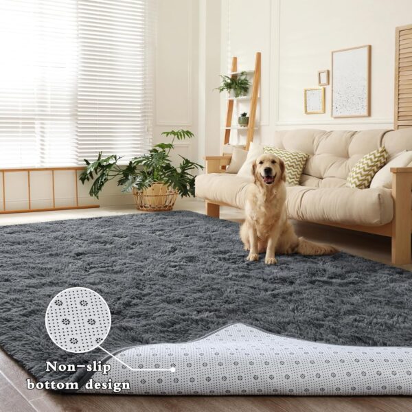 DweIke Super Soft Rug Fluffy Carpet for Living Room Bedroom, 4x6 ft Shaggy Grey Kids Area Rugs for Girls Boys Nursery Dorm Home Decor, Non-Slip Washable Plush Indoor Throw Carpets, Gray - Image 8