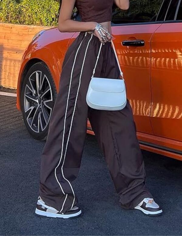 Womens Parachute Pants Wide Leg Baggy Pants Y2K Elastic Waist Jogger Sweatpants Track Pants Streetwear - Image 3