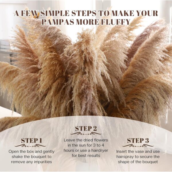 40" inch 11 Stems Natural Pampas Grass Tall Decor,Pompas Grass,Large Brown Tall Pampas Grass for Floor Vase,Wedding Decorations,Party,Boho Home Decor,and Creating a Boho Ambiance - Image 6
