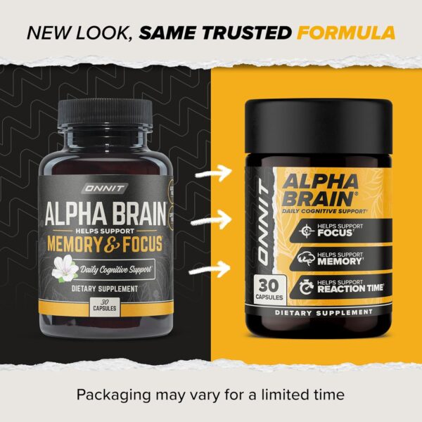 ONNIT Alpha Brain Nootropic Brain Supplement for Men & Women | Memory, Mental Clarity & Cognitive Improvement | Focus Capsules with L-Theanine, Vitamin B6 & Phosphatidylserine (30 Count) - Image 2