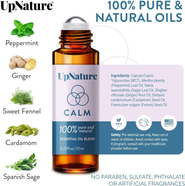 UpNature Calm Essential Oil Roll On - 100% Natural Stress Relief Aromatherapy - Relaxation Self Care Gifts for Women - Nurse Essentials - Image 3