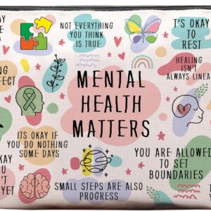 Mental Health Gifts Makeup Bag, Mental Health Awareness Gift, Positive Thinking Daily Affirmation, Positive Quotes Mental Health Matters Cosmetic Bag for Women
