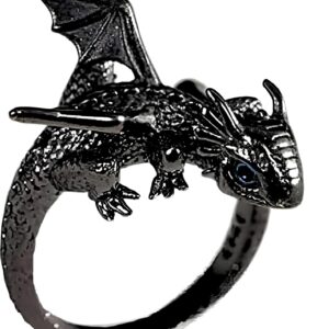 Whimsical Silver Flying Dragon Ring - Unique Animal Shape Design, Adjustable Index Finger Ring for Men or Women, Cute Personality Statement Jewelry, Niche Fashion Accessory