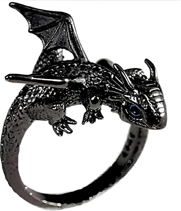 Whimsical Silver Flying Dragon Ring - Unique Animal Shape Design, Adjustable Index Finger Ring for Men or Women, Cute Personality Statement Jewelry, Niche Fashion Accessory