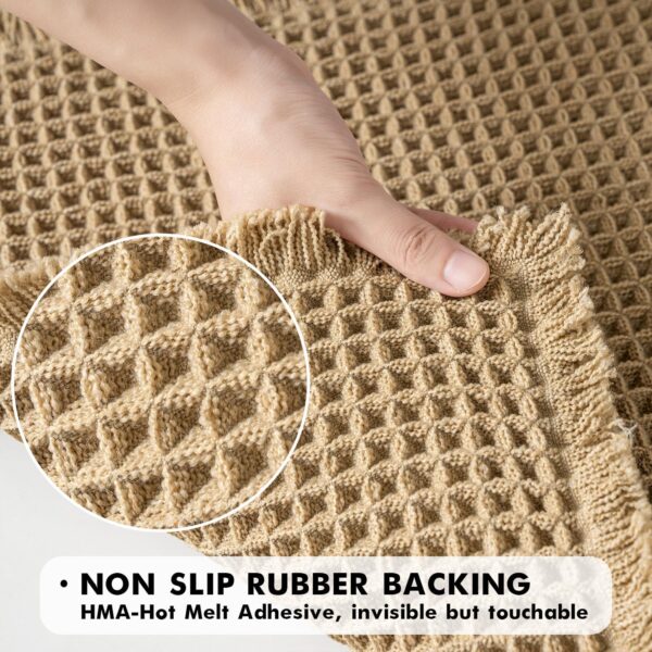 MIULEE Set of 2 Waffle Bathroom Rugs, Boho Bath Rugs Non Slip Washable, Super Absorbent Bath Mats, Ultra Soft Rubber Backed Shower Mats for Bathroom Floor, Tub and Shower, Brown, 18x30 Inch - Image 4