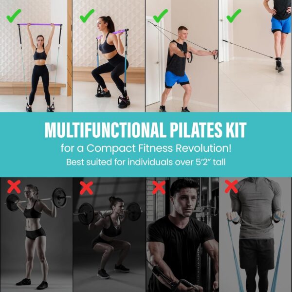 Upgraded Pilates Bar Kit – 39” Adjustable Exercise Equipment for Men, Women with 6X 20, 30, 40 lbs Resistance Bands with Adjustment Buckle – Pilates Equipment for Home Workouts for All Fitness Levels - Image 5