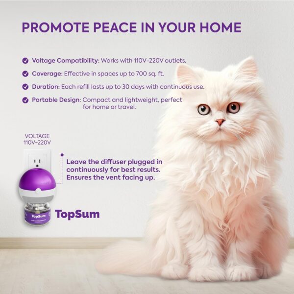 Cat Pheromones Calming Diffuser: Premium Pheromone Diffuser for Cats - Cat Pheromones Diffuser - Cat Calming Diffuser - Cat Calming Pheromone Diffuser, 2 Pack (Purple) - Image 4