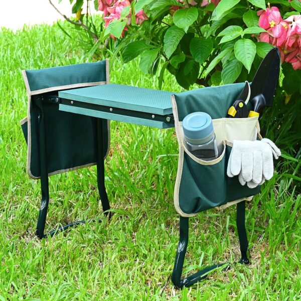 KVR Upgraded Garden Kneeler and Seat with Thicken & Widen Soft Kneeling Pad,Heavy Duty Foldable Gardener Stool with 2 Tool Pouches,Gardening Gifts for Women Mom Men Seniors¡­… - Image 2