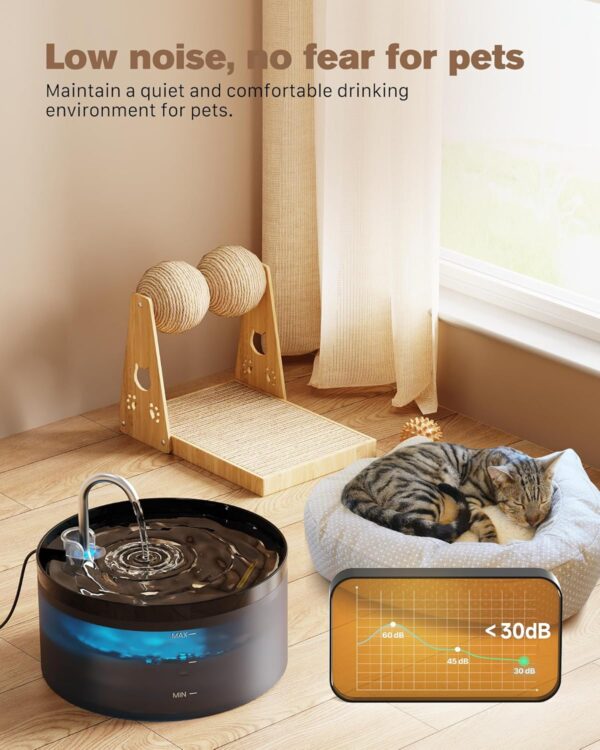 Cat Water Fountain: 108oz/3.2L Cat Fountain Super Silent Pet Drinking Dispenser - Water Fountains for Kitty Indoor - Quiet Pump and Faucet Design - Suitable for Cats and Dogs - BEMOONY - Image 4