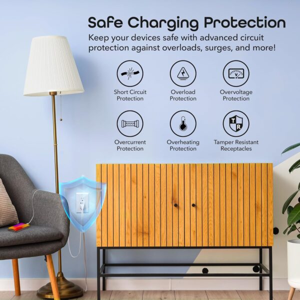 Geeni Current Smart Wi-Fi Outlet with 2 Fast Charge USB Ports (20W USB-C PD & Quick Charge USB-A), Voice Control, No Hub Required, Compatible with Alexa & Google Home - Image 3