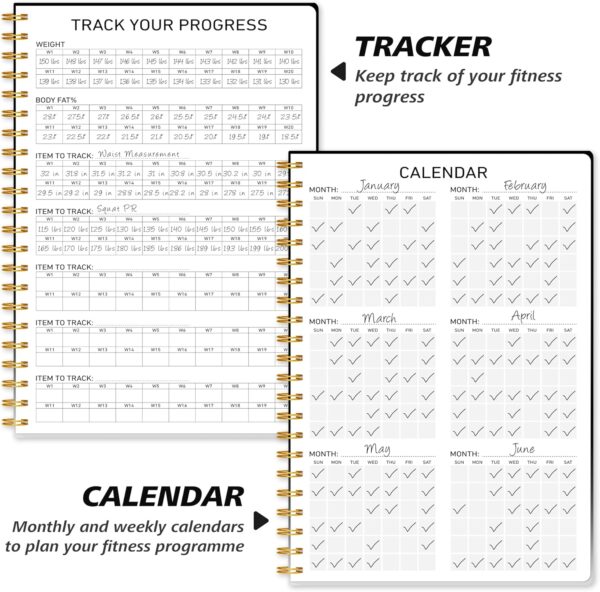 Fitness Journal Workout Planner for Women & Men - A5(5.5" x 8.5") Sturdy Workout Log Book for Gym & Personal Home Workouts - Black - Image 5