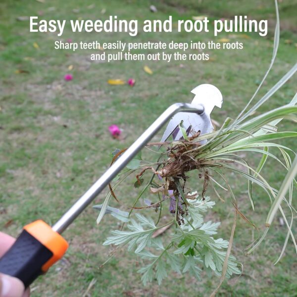 Weed Puller Tool,Portable Garden Weeder Tool,2024 New Manganese Steel Weeding Tools,For Hand Weeder Puller for Vegetable Gardening Backyard Farm Planting & Uprooting Weeding Tool (Rubber Handle) - Image 3