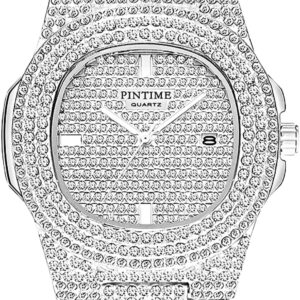 Gosasa Luxury Unisex Crystal Diamond Watches Big Face Women's Men's Quartz Watch Gold Silver Rose Gold Stainless Steel Bracelet Band