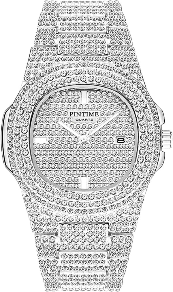 Gosasa Luxury Unisex Crystal Diamond Watches Big Face Women's Men's Quartz Watch Gold Silver Rose Gold Stainless Steel Bracelet Band