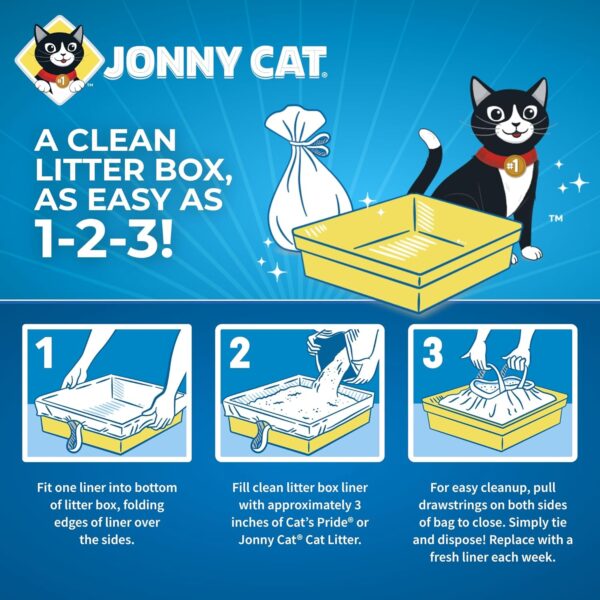 Jonny Cat Litter Box Liners: Heavy Duty - Tear & Leak Resistant - Drawstring Close - Jumbo, 5 Count - Image 5