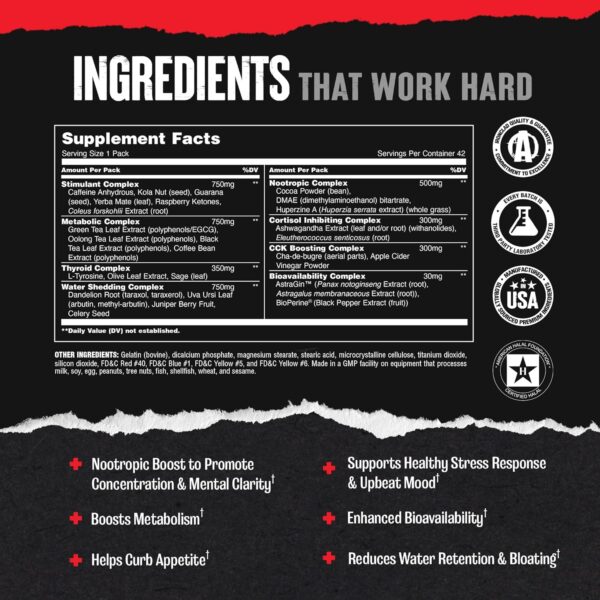 Animal Cuts Thermogenic Fat Burner - Weight Loss Pills for Women and Men for Metabolism, Energy, Focus, and Nootropic Brain Support with Ketones Appetite Suppressant Diet Pills, 42 Packs - Image 4