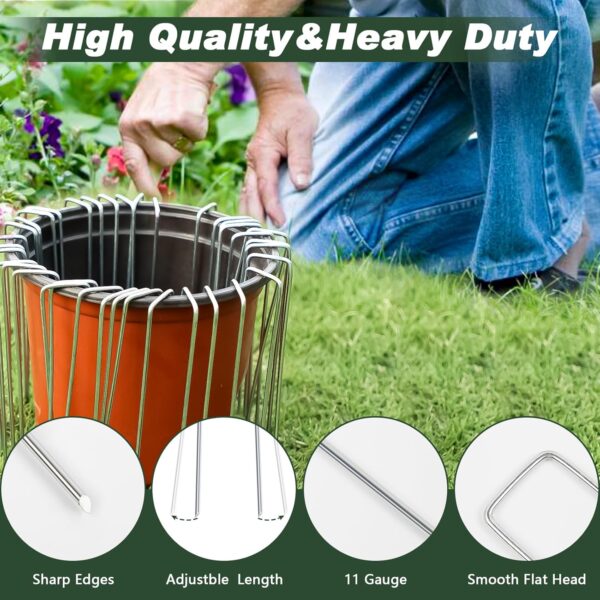 FEED GARDEN 6 Inch 50 Pack Hot-dip Galvanized Landscape Staples Plant Cover Stakes 11 Gauge Tent Stakes Garden Stakes Landscaping Fabric SOD Pins Yard Stakes for Decoration Weed Barrier Fabric - Image 4