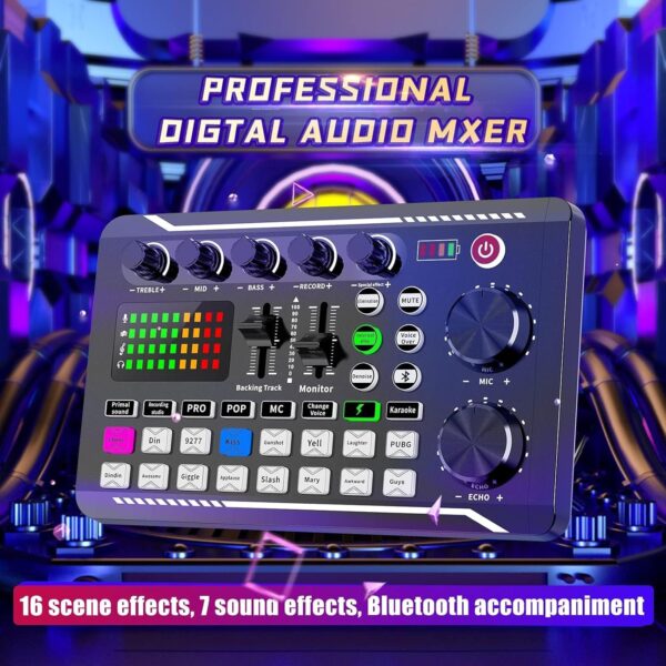 Professional Audio Mixer, SINWE Live Sound Card and Audio Interface with DJ Mixer Effects and Voice Changer,Podcast Production Studio Equipment, Prefect for Streaming/Podcasting/Gaming - Image 2