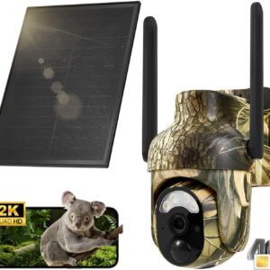 4G LTE Cellular Trail Cameras 2K 360° View Live Streaming Game Camera Built-in SIM Card with Motion Activated Color Night Vision Remote Phone Access Solar Powered Trail Camera IP65 Waterproof