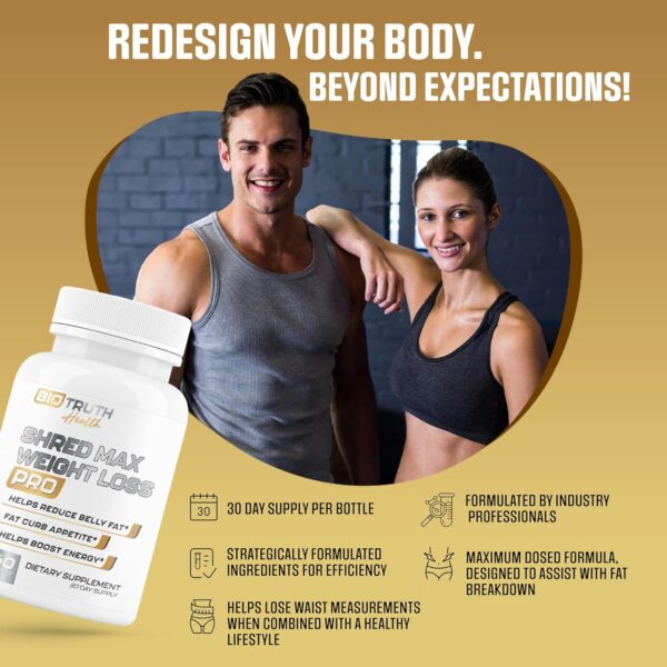 Shred MAX PRO Weight Loss Pills for Women & Fat Burner for Men | Supports GLP-1 Pathway Function - Appetite Suppressant, Carb Blocker | 3rd Party Tested Supplement - 60 Pills for Adults - Image 3