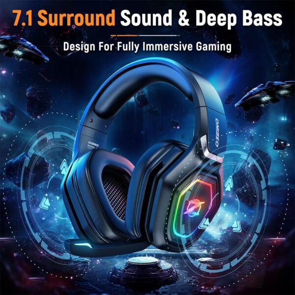2.4GHz Wireless Gaming Headset with Microphone, 2.4G USB & Type C Transmitter - 30h Battery Life - RGB Lighting Gaming Headphones for PS5, PS4, PC, Phone - Image 3