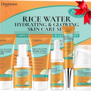 Skin Care Set,Women Teen Milk Skincare Rice Water Hydrate Glow Repair Anti-Aging Facial Routine Kit Gift Set for Womens Mom Wife Teenager Girl Birthday Trendy Stuff Christmas Gifts Stocking Stuffers