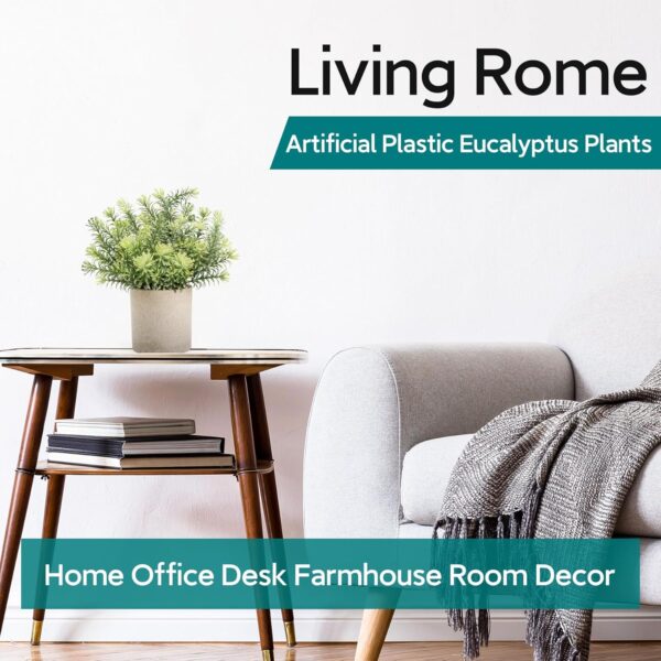 Der Rose 3 Pack Mini Potted Fake Plants Artificial Plastic Eucalyptus Plants Topiaries for Home Office Desk Farmhouse Room Bathroom Decor - Image 5