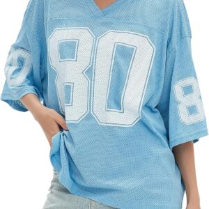 Womens Graphic Tees - Oversized Jersey Summer Top Jersey Top Coquette Clothes Y2k Streetwear Short Sleeve Shirts
