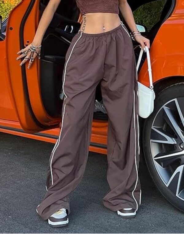 Womens Parachute Pants Wide Leg Baggy Pants Y2K Elastic Waist Jogger Sweatpants Track Pants Streetwear - Image 2