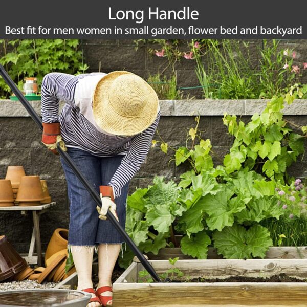 Stirrup Hoe and Cultivator Garden Tool Heavy Duty, Scuffle Loop Hula Action Hoe Weeding Gardening Hand Tools for Women Kids Men, Metal Weeder Scraper Garden Hoe Rake Weed Puller Long Handle 32-62 inch - Image 4