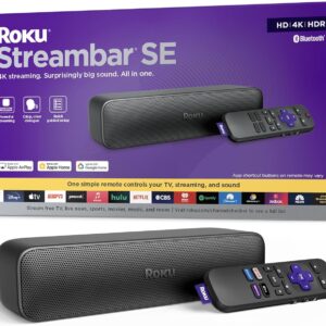 Roku Streambar SE | 2-in-1 TV Soundbar with Built-in 4K/HD/HDR Streaming, Premium Speakers, & Enhanced Speech Clarity for Crisp, Clear Dialogue - Quick Guided Simple Setup