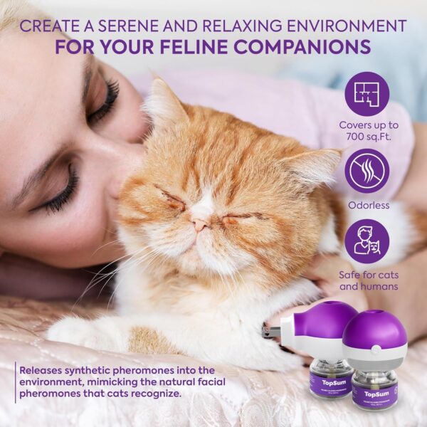 Cat Pheromones Calming Diffuser: Premium Pheromone Diffuser for Cats - Cat Pheromones Diffuser - Cat Calming Diffuser - Cat Calming Pheromone Diffuser, 2 Pack (Purple) - Image 3