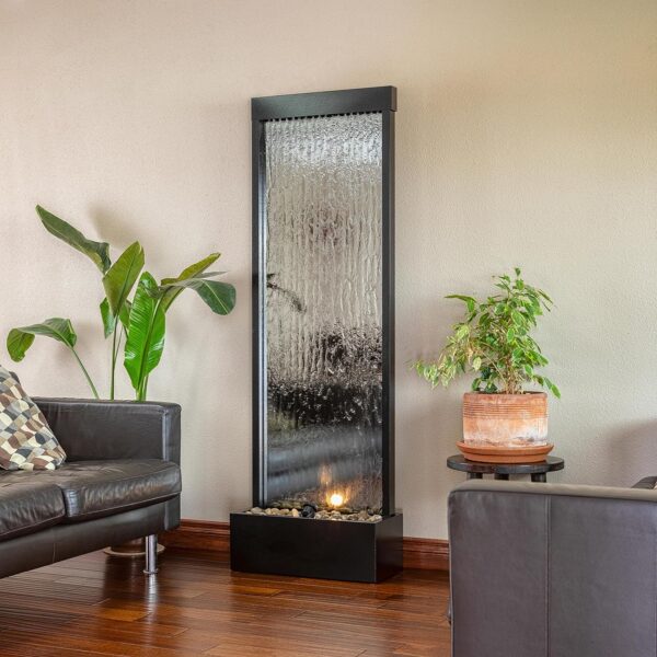 Alpine Corporation Mirror Waterfall Fountain with Stones and Lights - Zen Indoor/Outdoor Decor for Office, Living Room, Patio, Entryway - 72 Inches - Image 13