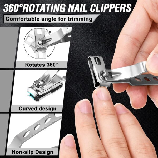 Toenail Clippers for Seniors Thick Toenails, Aucurwen Heavy Duty Toe Nail Clippers Adult Thick Nails Long Handle, Large Toenail Clippers for Thick Nails 7Pcs - Image 5