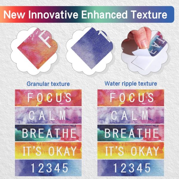 80 Pcs Anxiety Sensory Stickers with Inspirational Quotes Calm Textured Strips Relief Mental Health Stickers School Office Adhesive Sensory Tape Anti Stress Toys for Adults Teens (Watercolor) - Image 3