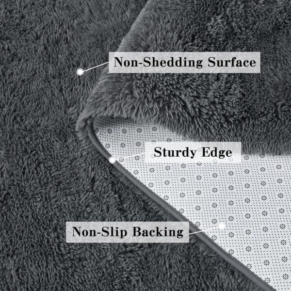 DweIke Super Soft Rug Fluffy Carpet for Living Room Bedroom, 4x6 ft Shaggy Grey Kids Area Rugs for Girls Boys Nursery Dorm Home Decor, Non-Slip Washable Plush Indoor Throw Carpets, Gray - Image 4