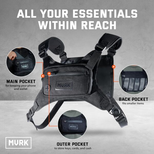 MVRK Water Resistant Chest Pack - Running Vest for Workouts, Running Phone Holder Extra Storage, Lightweight Running Pack - Image 2