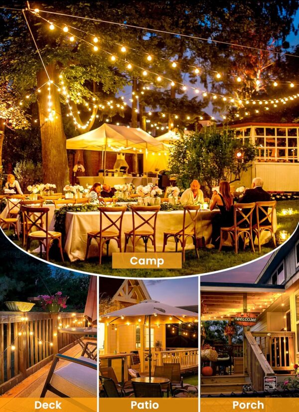 Outdoor String Lights 25 Feet G40 Globe LED Patio Lights with 13 Edison Plastic Bulbs(1 Spare), Waterproof Connectable Hanging Lights for Backyard Porch Balcony Party Decor, E12 Socket Base, Black - Image 9