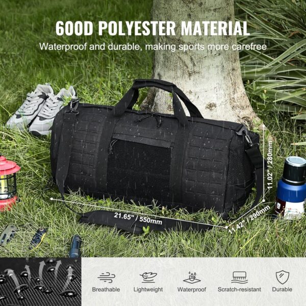 VEVOR 45L Tactical Traveling Pack, Military Pack with Shoe Compartment, Waterproof Tactical Traveling Pack for Men, Gym Workout Bag Gear Bag for Overnight, Basketball, Football, Fitness, Travel - Image 3