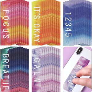 80 Pcs Anxiety Sensory Stickers with Inspirational Quotes Calm Textured Strips Relief Mental Health Stickers School Office Adhesive Sensory Tape Anti Stress Toys for Adults Teens (Watercolor)
