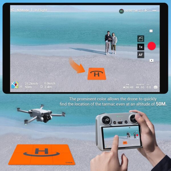 CYNOVA Drone Landing Pad Weighted for DJI Mini 3 Pro, Universal Waterproof Portable Landing Mat for DJI Flip/DJI MINI 4K / DJI MINI4 Pro/Mavic 3 / Air 2S / FPV Avata/Drone Accessories(50cm/20inch) - Image 6