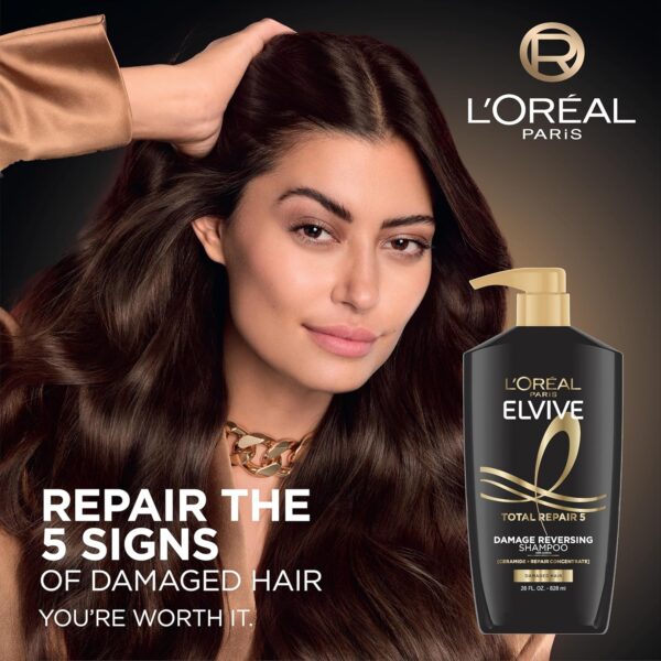 L'Oreal Paris Elvive Total Repair 5 Repairing Shampoo and Conditioner for Damaged Hair, 28 Ounce (Set of 2) - Image 3