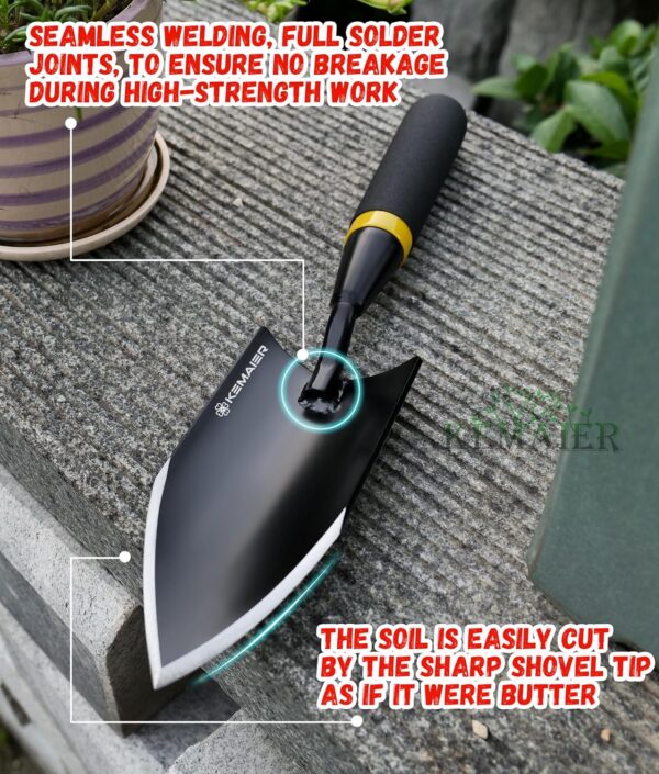 Heavy Duty Gardening Hand Trowel - Carbon Steel Garden Trowel with Rubberized Handle, Ideal for Soil Planting, Digging, Transplanting - Image 3