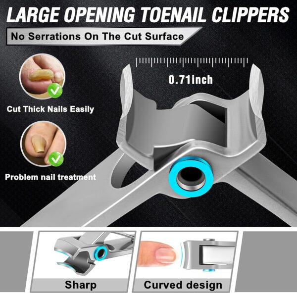 Toenail Clippers for Seniors Thick Toenails, Aucurwen Heavy Duty Toe Nail Clippers Adult Thick Nails Long Handle, Large Toenail Clippers for Thick Nails 7Pcs - Image 4