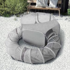 X-ZONE PET Outdoor Cat Enclosure, Portable Catio Playground, Enclosed Tent Playpen Tunnel for Indoor Cats & Small Animals, with Bag Storage 45 Inch Gray