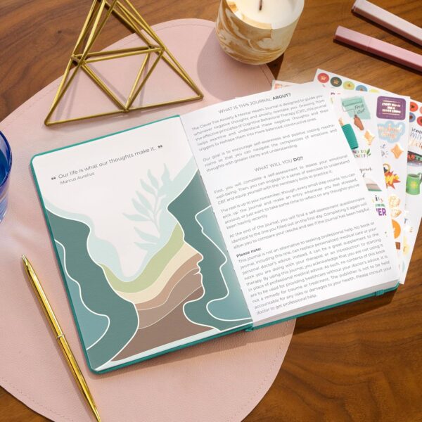 Clever Fox Mental Health & Anxiety Journal – Guided CBT Journal with Prompts for Self Help & Stress Relief – Mood & Emotion Tracker (Turquoise) - Image 3